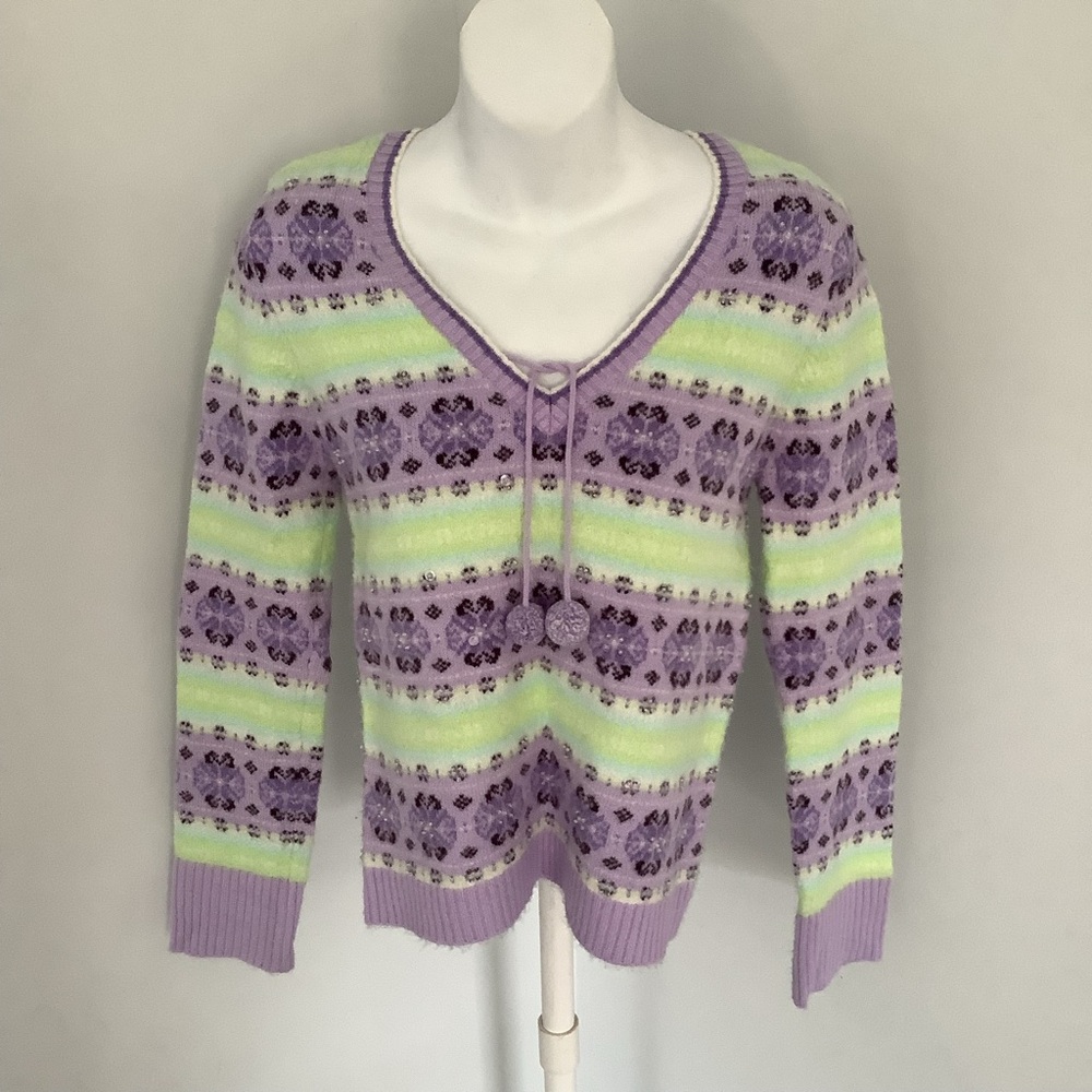Limited Too Vintage Embellished Pullover Sweater Sz. L/14 - Picture 5 of 7